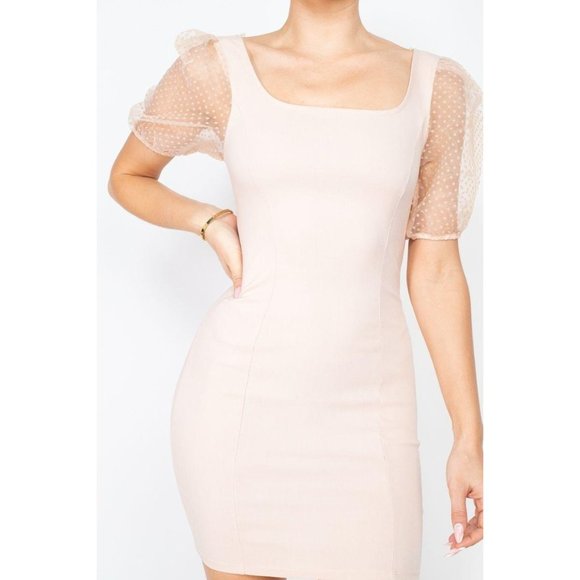 Dresses & Skirts - Sheer Puff Sleeves Mini Dress